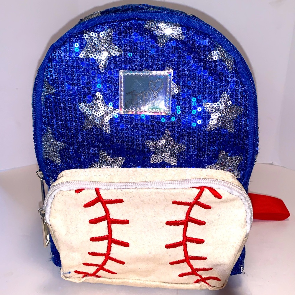 Jojo Siwa: Baseball Themed Mini Backpack: Stars- Red White Blue Flag Patriotic